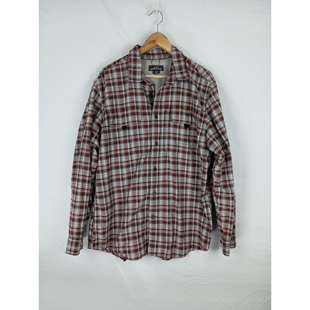Eddie Bauer Vented Fishing Long Sleeve‎ Mens Size Large Plaid